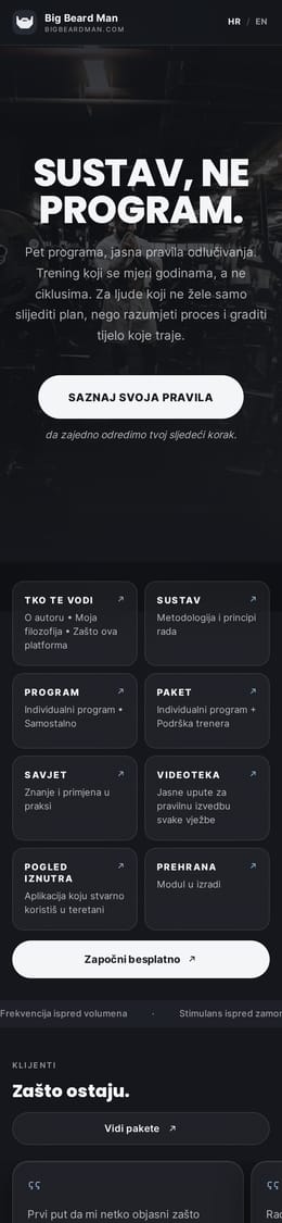 Izrada web stranice, Big Beard Man · Web aplikacija, na mobitelu