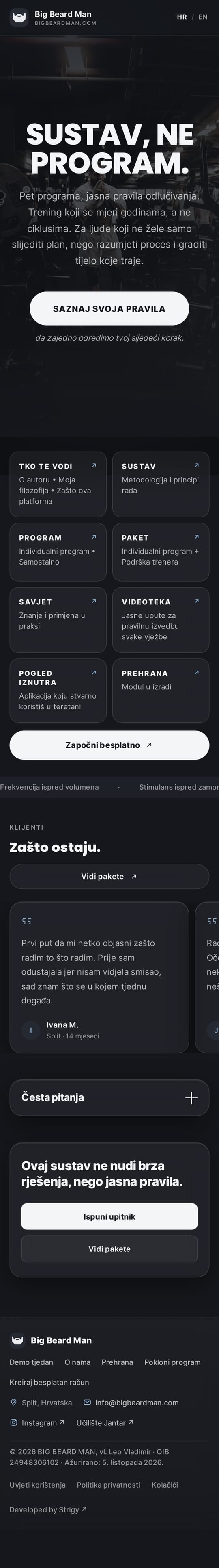 Website by Strigy Studio: Big Beard Man, on mobile