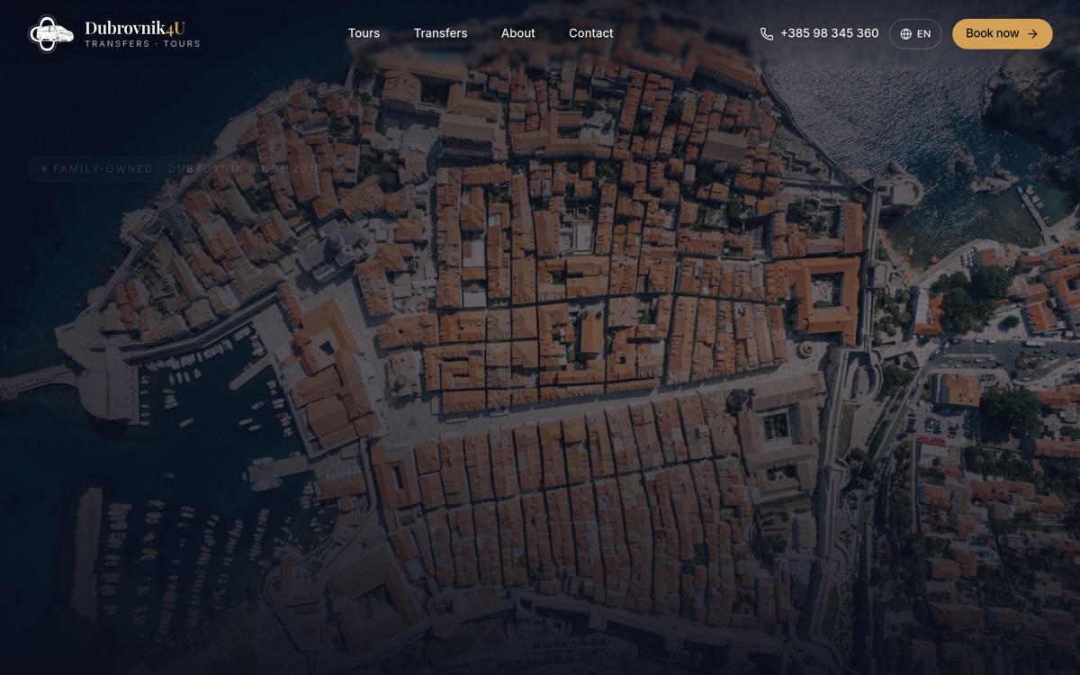 Izrada web stranice — Dubrovnik4U Transfers