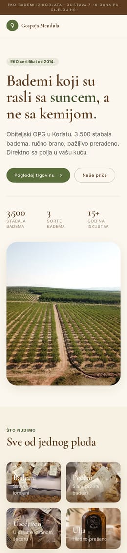 Izrada web stranice, Gospoja Mendula · Webshop, na mobitelu