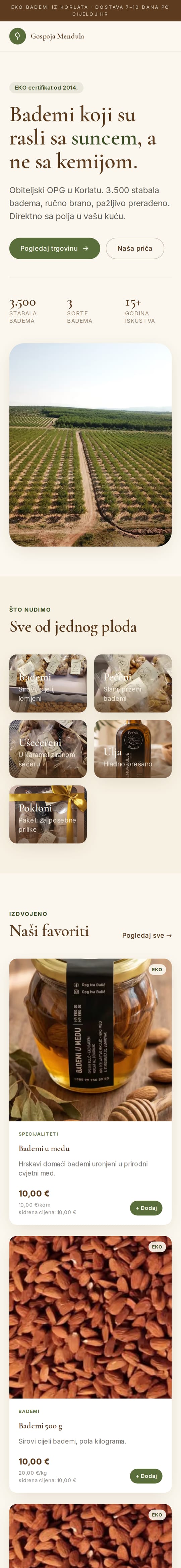 Izrada web stranice: Gospoja Mendula, na mobitelu