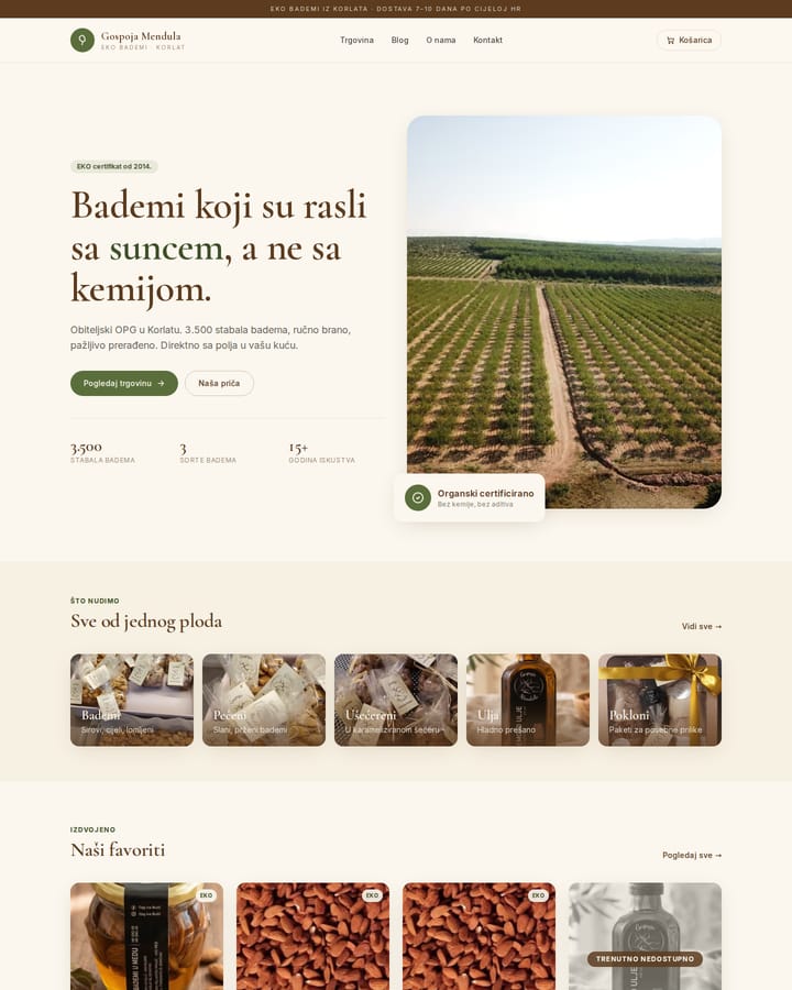 Izrada web stranice, Gospoja Mendula · Webshop