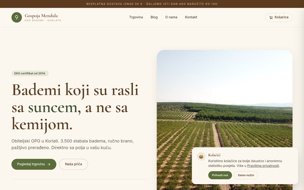 Izrada web stranice — Gospoja Mendula