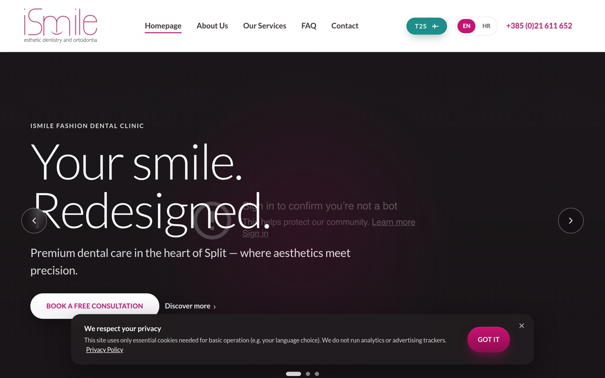Izrada web stranice — iSmile Dental