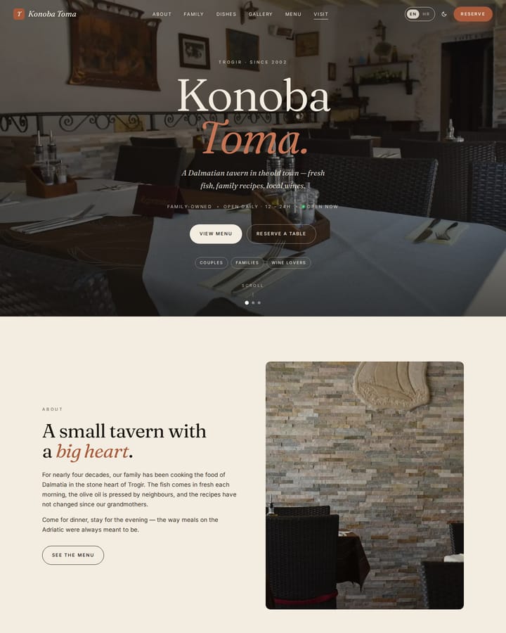 Izrada web stranice, Konoba Toma · Konoba