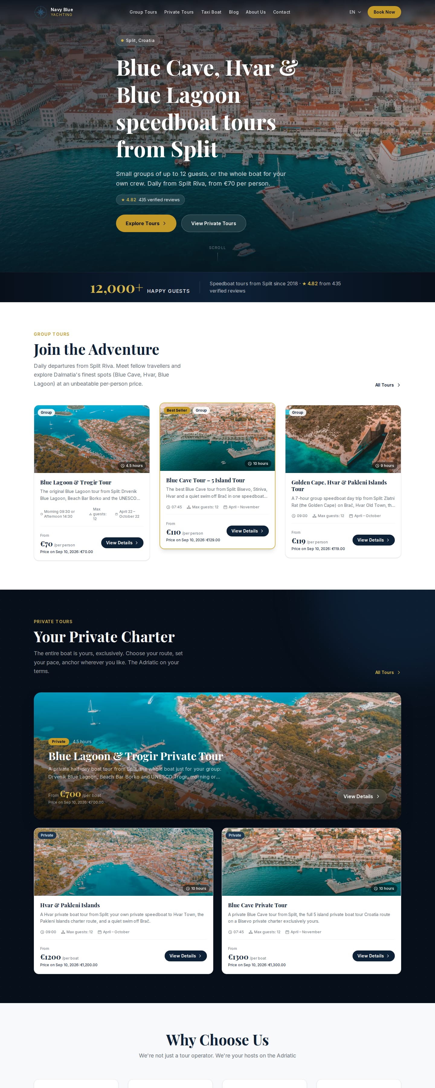Website: Navy Blue Yachting & Blue Cave Tours