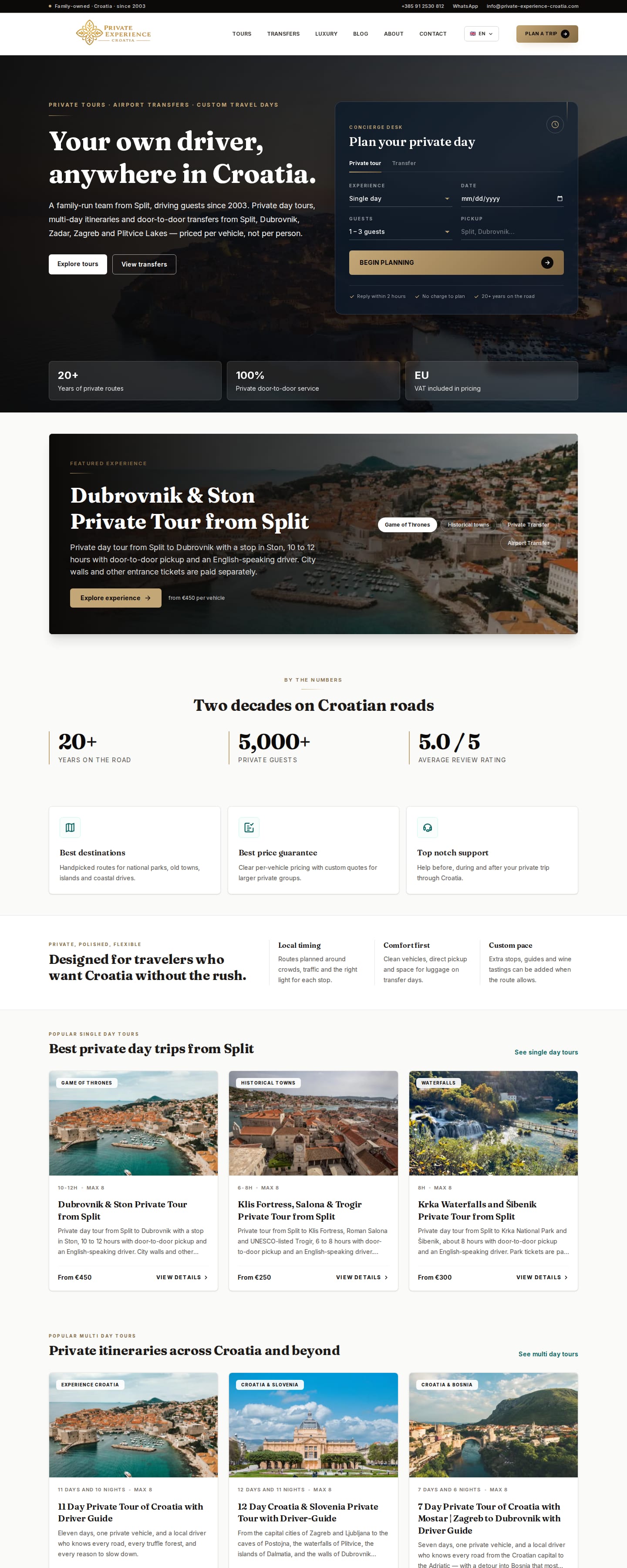 Website: Private Experience Croatia