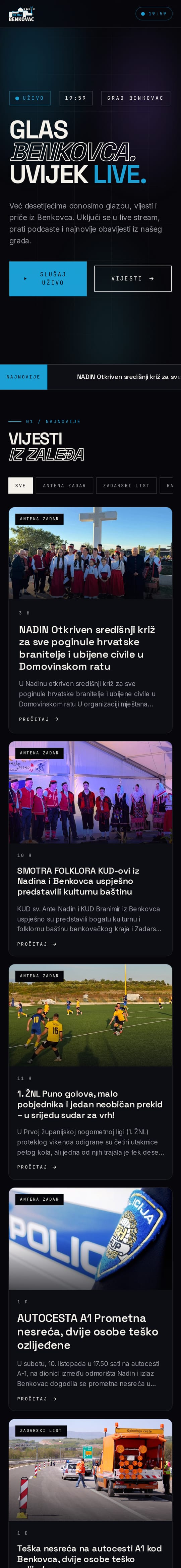 Website: Radio Benkovac, on mobile