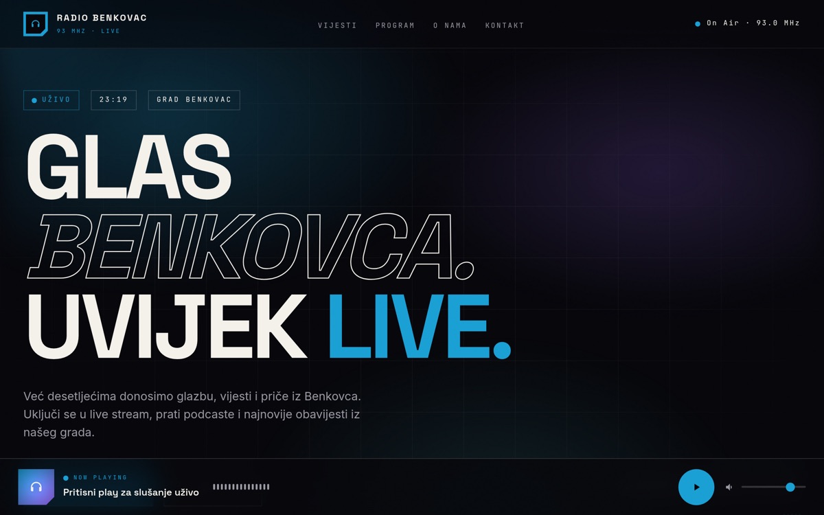 Izrada web stranice — Radio Benkovac
