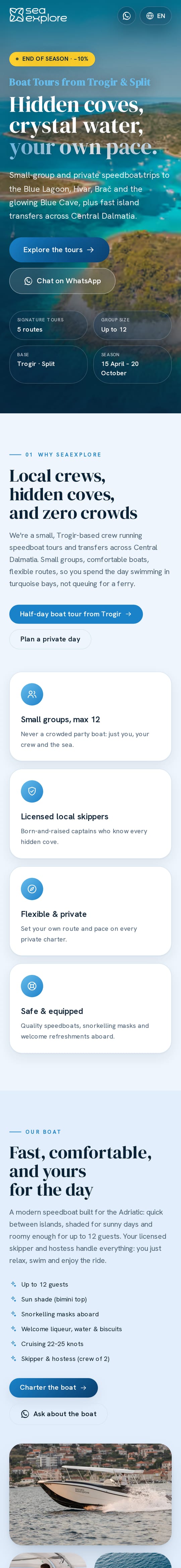 Website: SeaExplore, on mobile