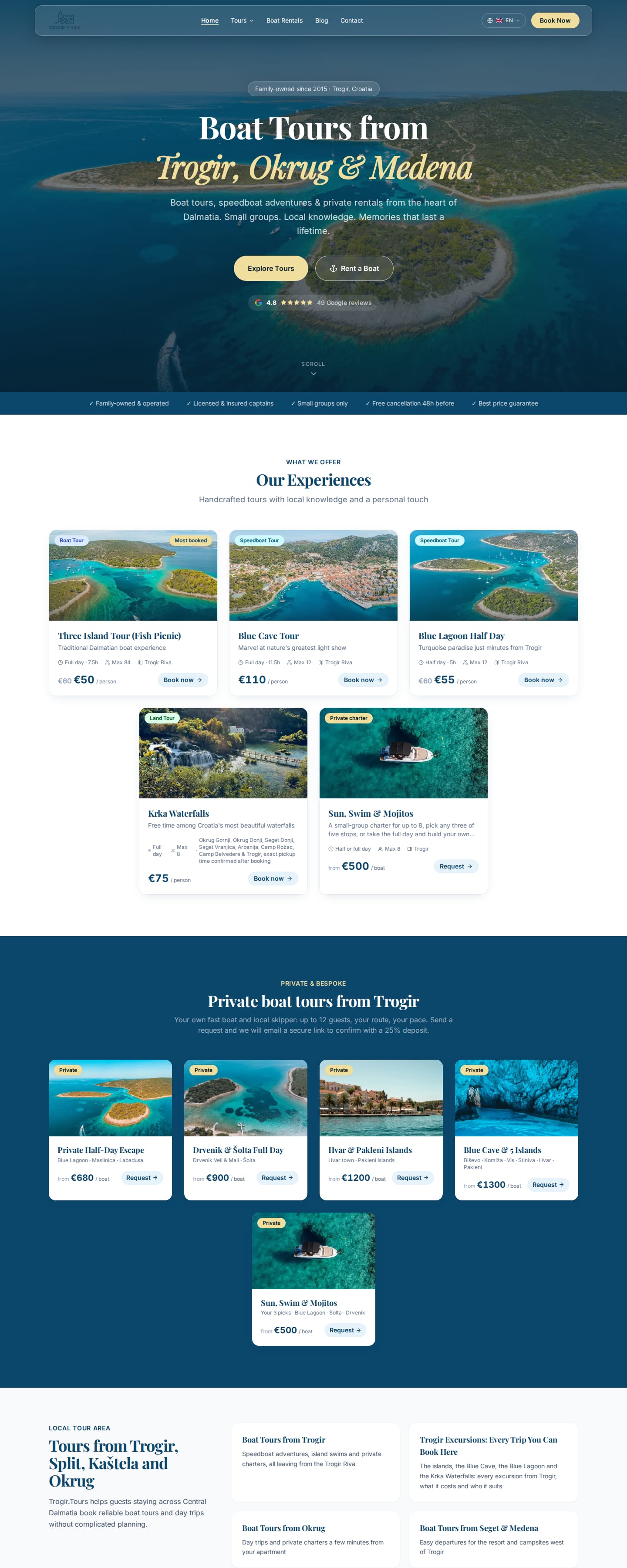 Izrada web stranice: Trogir Tours
