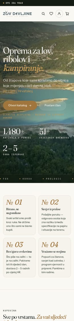 Izrada web stranice, Zov Divljine · Web trgovina, na mobitelu
